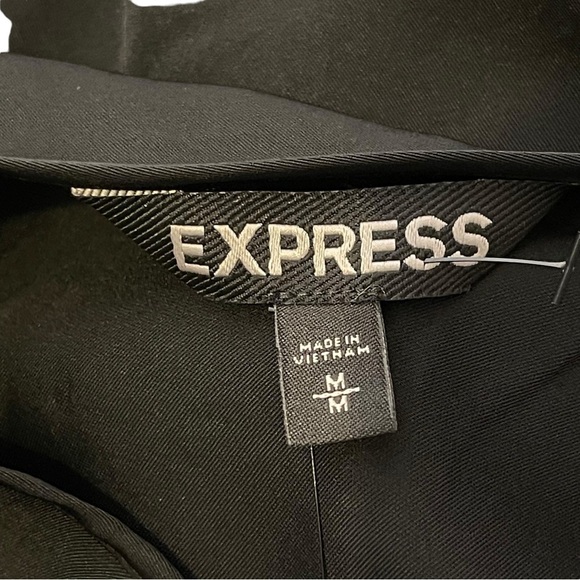 Express Womens Black Sheer Blouse Size Med Long Sleeve Round Neck Career NWT - Picture 12 of 14